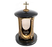 Lanterne funéraire - Croix en granit noir - Hauteur 27 cm - Diamètre 14,5 cm
