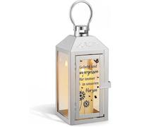 Lanterne Funéraire en Acier Inoxydable aux Intempéries avec Gravure Lampe de Tombe pour Cimetière et Urne Argent Wwergessen