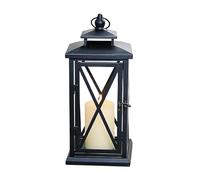 Lanterne Funéraire en Métal Noir 28,5cm Lanterne Funéraire Résistante | Porte Bougie Métallique avec Verre Clair, Lanterne Décorative pour Extérieur Bar Fête de Mariage Condoléances Funéraire