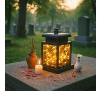 Lanterne FunéRaire RéSistante Aux IntempéRies, Lanterne Solaire Exterieur FunéRaire, Suspension éClairage De CimetièRe Lanterne Bougie, Avec Bougies Led, Pour éClairage FunéRaire Et Cadeaux (A)