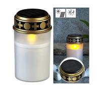 Lanterne funéraire solaire avec LED effet flamme - coloris blanc