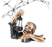 Lanterne Halloween Lampe Effrayante Lumineuse Alimentée Par Piles En Résine | Décoration De Jardin Statue D'Extérieur Macabre pour Fête Maison Hantée Extérieur Jardin Cour Patio Porche Intérieur