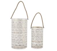 Home Deco Factory Lanterne ajourée HD0037 Métal blanc et or