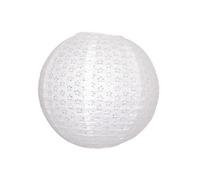Lanterne Japonaise blanche effet dentelle, diam. 35 cm, Lampion boule Papier, à suspendre