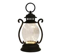Lanterne LED - Lampe à huile vintage | Lanterne décorative à piles | Suspension | Petite lumière rétro pour camping randonnée décoration Noël Halloween jardin extérieur portable métal noir