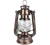 Lanterne LED vintage Unyqoos®, avec variateur d'intensité, lumière blanc chaud, en métal et en verre, alimentée par piles (type D), portable avec anneau de suspension, pour intérieur et extérieur