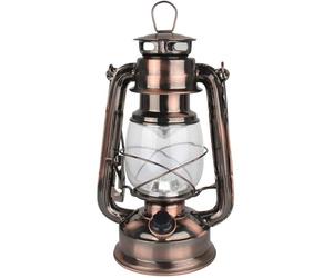 Lanterne LED vintage Unyqoos®, avec variateur d'intensité, lumière blanc chaud, en métal et en verre, alimentée par piles (type D), portable avec anneau de suspension, pour intérieur et extérieur