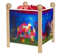 Trousselier Veilleuse Lanterne Magique Elmer l'Éléphant - Bois naturel - Ampoule 12V 10W incluse
