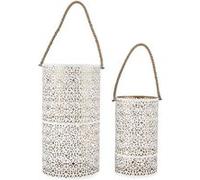 Home Deco Factory Lanterne ajourée HD0037 Métal blanc et or
