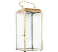 HOME DECO FACTORY - HD9145 Lanterne en Métal Doré et Verre - Design Élégant - Usage Polyvalent - Bougeoir ou Photophore - Hauteur 30 cm - Couleur Or et Transparent