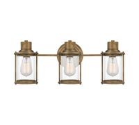 Lanterne murale applique salle de bain IP44 acier vieux laiton verre 3 lampes