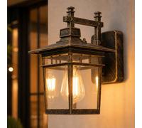 Lanterne Murale Extérieure, IP44 Étanche, Rétro E27, Applique Murale Extérieure avec Verre Transparent, Lampes Extérieures de Ferme Éclairage Applique Murale Extérieure Lumières de Porche pour Garage