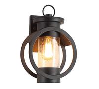 Lanterne Murale extérieure vers Le Bas lumière Noir métal Aluminium Lampe de Jardin Vintage Ronde Lampes murales Anti-Pluie Porche bâtiment Cour Applique Murale Appliques