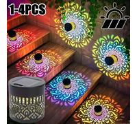 Lanterne murale solaire Mandala tournesol, 1/4 pièces, lumière décorative extérieure étanche pour jardin, clôture, patio, allée nocturne