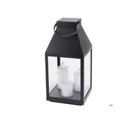 Lanterne noire avec 3 bougies LED 35 cm