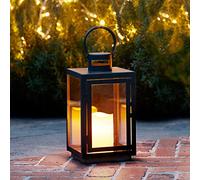 Lanterne Noire en Métal avec Bougie LED pour Jardin à Piles, 30cm Lights4fun