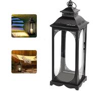 Lanterne Noire pour Bougies Décoration, 34 cm en Métal pour l Extérieur, Lanterne Funéraire de Jin Résistante