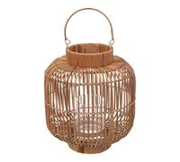 Lanterne Photophore en Rotin et Métal Bougeoir en Verre D 25 x H 31 cm - Atmosphera