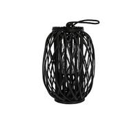 Lanterne Rotin 40 x Ø 26 cm Poignée Bois Naturel Noir Aspect Vannerie Osier