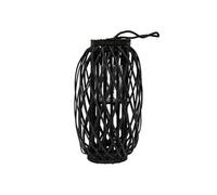 Lanterne Rotin 50 x Ø 28 cm Poignée Bois Naturel Noir Aspect Vannerie Osier