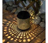 Lanterne solaire à LED pour l'extérieur Lanterne solaire pour l'extérieur Lampadaire avec LED Décoration jardin noir marron à suspendre, aspect bambou, 1x LED rechargeable, H 30 cm