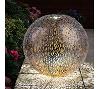 Lanterne solaire de jardin lampe solaire LED enfichable IP44, terre pointue, motif métallique or antique gris argent, 1x LED 3000K, DxH 27x38 cm