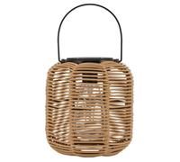 Lanterne Solaire de Jardin SALUTUYA - Décorative - Fer et Rotin Plastique - 17,5 cm x 19,2 cm x 9,5 cm