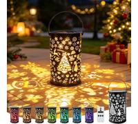 Lanterne Solaire de Noël pour Exterieur, IP65 Étanche | Lampe Solaire Rétro LED en Métal, Suspendue Lumières Solaires Coloré pour Cour, Patio, Cour Arrière, Porche
