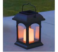 Lanterne Solaire Décorative pour Extérieur Bougie Vacillante LED Waterproof 15cm de Hauteur,Noire