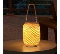 Lanterne solaire d'extérieur en bambou tissé à suspendre, lampe solaire portable en bambou, éclairage solaire pour jardin, paysage, terrasse, table à manger