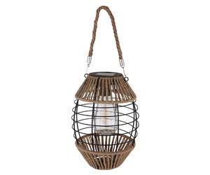 Lanterne solaire d'extérieur sur pied décoration de jardin solaire décoration balcon lampes solaires jardin chanvre, à suspendre ou à poser, LED blanc chaud, DxH 16,5x40,5 cm