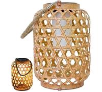 Lanterne solaire en bambou - MHY® - Tissée à la main - Style chinois - 14x21x39 cm - Éclairage extérieur - Décorative