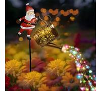 Lanterne Solaire Exterieur Arrosoir Decoration Noel Avec Support PèRe NoëL Bouilloire Solaire Père Noël Lumineuse Decor Noel Lampes Led Pour La Décoration De Jardin