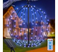 Lanterne Solaire Exterieur Jardin à Suspendre, JIMACRO 30cm Grande Guirlande Lumineuse à LED Métal Lampe Solaire Exterieur Decorative 120 LEDs Étanche Lumière Décorative de Noël (Bleu)