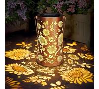Lanterne Solaire Exterieur, Lampe Décorative Jardin Suspendue Tournesol, IP65 Étanche, Lampe Solaire Rétro LED en Métal Pour Balcon, Patio, Bureau, Pelouse, Camping, Blanc Chaud, 1 Pièce