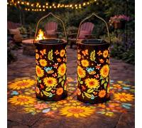 Lanterne Solaire Exterieur, Lampe Décorative Jardin Suspendue Tournesol, IP65 Étanches Lanternes d'extérieur LED Suspendues, Suspendre/Poser, pour Jardin Patio Balcon (Colorful)