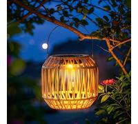 Lanterne Solaire Exterieur, Led Lampe Solaire Exterieur Decorative,Decoration Jardin Exterieur Suspendue,Tissage De Rotin Fait à La Main ArtDéCoLampe PourJardincourterrassedéCoration Lumineuse (X 1)