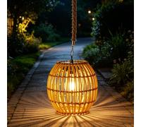 Lanterne Solaire Exterieur,Luminaire Suspension Solaire Rotin,Rotin Lampe Solaire Exterieur Decorative Jardin,Lampion Suspension Solaire Exterieur,pour Jardin Maison Pergola Garage Cabanon