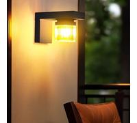 Lanterne Solaire Extérieure Moderne Noire, Luminaire Led Extérieur À Allumage Automatique Crépusculaire, Étanche, Pour Maison, Garage, Entrée Ou Jardin.