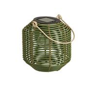 Lanterne solaire imitation rotin vert Ø15cm - CARMEN