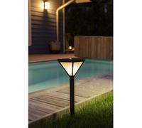 Lanterne Solaire Inox Verre Perlé, 25 Lumens, Blanc Chaud, Interrupteur On/Off, Autonomie 8 Heures