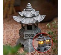 Lanterne solaire japonaise - Unbrand - Résine durable - Lumière LED ambre - Décoration de jardin zen - 26x14 cm