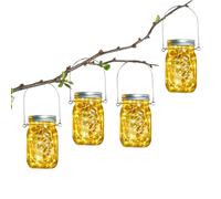 Lanterne solaire jardin - 4 guirlandes lumineuses 30 ampoules bocal avec poignée - Lampe solaire étanche IP65 antirouille extérieur intérieur - Déco fête, mariage, bar, gazebo, patio, clôtures, balcon