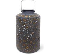 Lanterne Solaire Jardin, Garden ID Dubai, 25 x 41 cm, Métal Noir et Or, Autonomie 6-8h, Rechargeable
