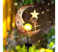 Lanterne solaire jardin motif lunaire et verre craquelé