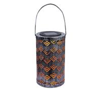 Lanterne solaire lanterne solaire argent antique lampe d'extérieur effet de lumière, perforations décoratives, métal, 1x LED 0,06W blanc chaud, DxH 11x19 cm