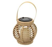 Lanterne solaire led effet bougie, en polypropylène beige avec anse (H15 cm)