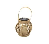Lanterne solaire led effet bougie, en polypropylène beige avec anse (H15 cm)