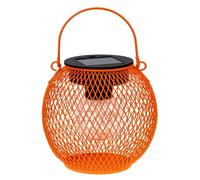Lanterne solaire LED en métal - Diamètre : 14 cm - Design en maille - Éclairage blanc chaud - Lampe de jardin d'extérieur à suspendre et à poser - Fonctionne à l'énergie solaire - Avec batterie