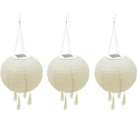 Lanterne Solaire LED LUMISKY HIMALAYA, Ø30cm, Beige Crème Mariage, Autonomie 8h, Lot de 3